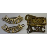 2PAIRS SHOULDER BADGES INCL DEVON REGIMENT