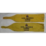 2 CIVIL DEFENCE CORPS WELFARE ARM BANDS