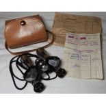 SELFIX 10X20 MICRO-FIELD GLASSES WITH CASE & 1955 RECEIPT