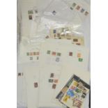 STAMPS BOX OF ALBUM PAGES & OTHERS