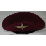 PARATROOPERS RED BERET & A BADGE