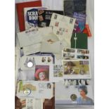 STAMPS GLORY BOX INCL 2 X £5 COIN/STAMP SETS
