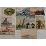 POSTCARDS 9 SHIPS & FISHING