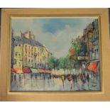 BROCK OIL ON CANVAS FRENCH STREET SCENE 23'X19'