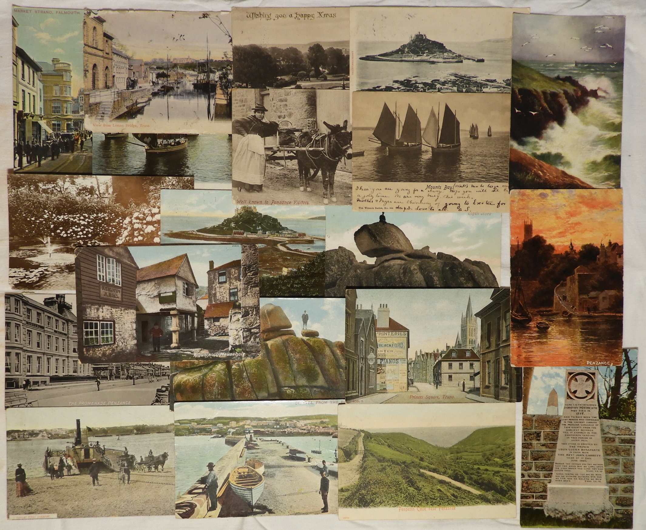 POSTCARDS 20 CORNWALL INCL ST IVES, PENZANCE, DEVONPORT FERRY & FALMOUTH
