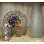 GLASS VASE, FRUIT SET & COLLECTION TEASPOONS