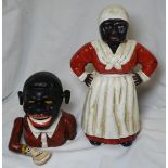 CAST IRON LADY MONEYBOX & HAND TO MOUTH MONEYBOX