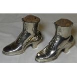 PAIR OF VICTORIAN BOOT FORM PIN CUSHIONS