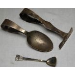 SILVER SALT SPOON + CHILDS SPOON & FOOD PUSHER