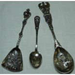 3 CONTINENTAL SILVER SPOONS