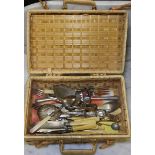 SMALL WICKER HAMPER OF CUTLERY