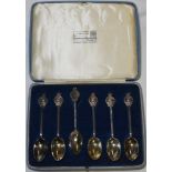 SILVER BOXED SET 6 GEORGE V 1935 JUBILEE TEASPOONS 62.3G