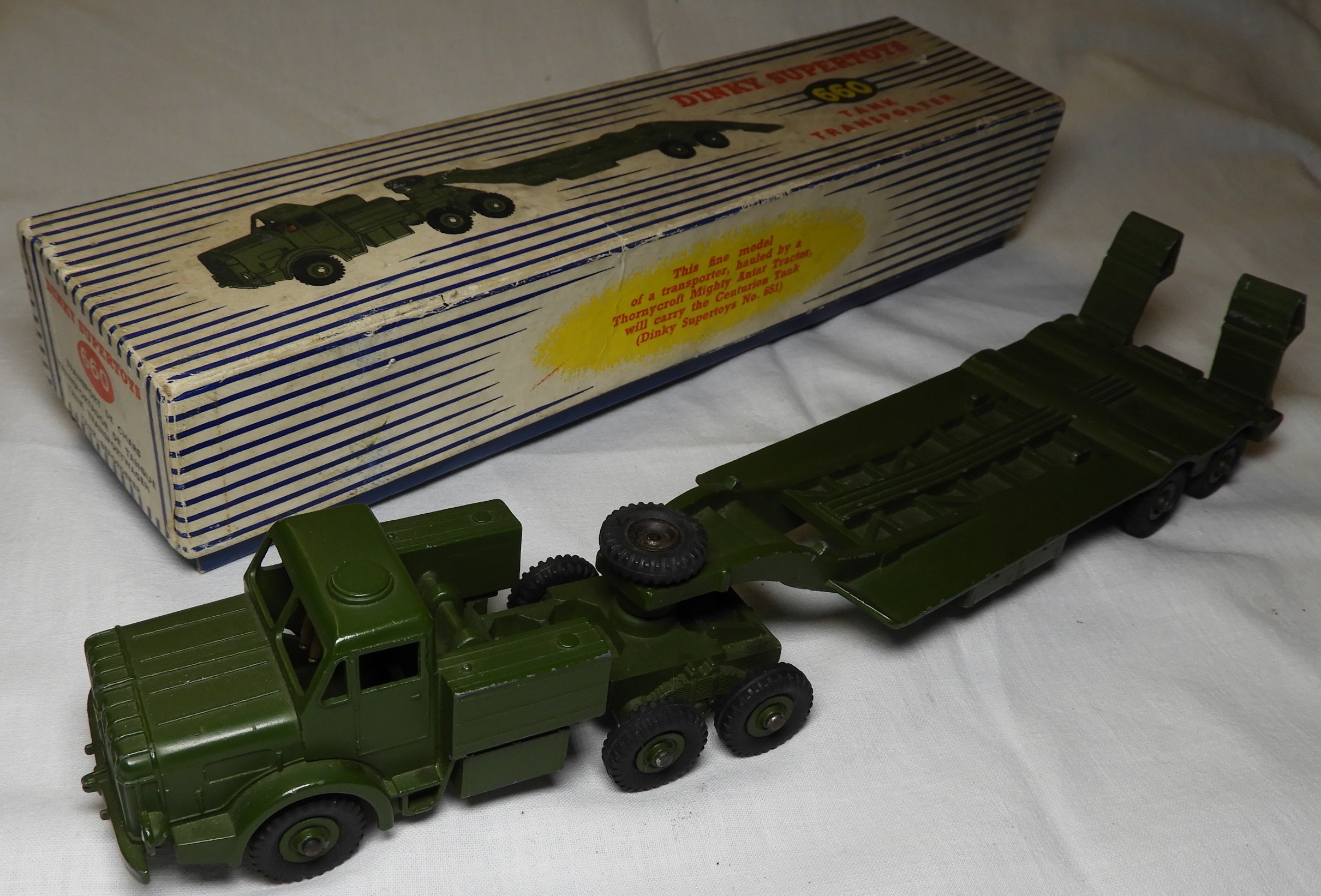 DINKY SUPERTOYS 660 TANK TRANSPORTER BLUE STRIPE BOX