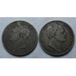 COINS 1821 & 1837 HALFCROWNS
