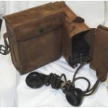 US ARMY SIGNAL CORPS TELEPHONE SET IN LEATHER CASES