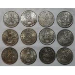 COINS 12 GEORGE VI SHILLINGS