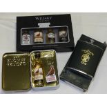 WHISKY SELECTION & FAMOUS GROUSE MINIATURES & HIP FLASK