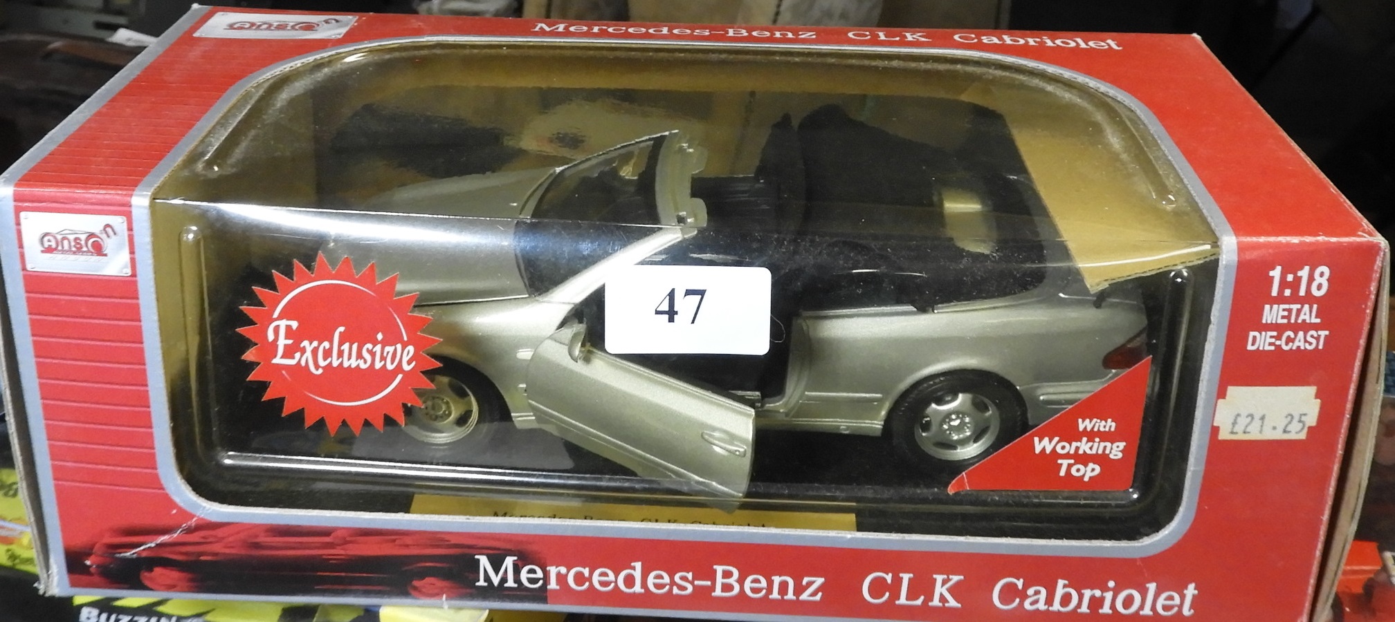 ANSON 1/18 SCALE MERCEDES BENZ CLK CABRIOLET