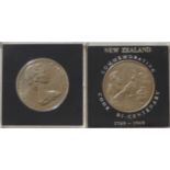 COINS 2X NEW ZEALAND 1969 BI CENTENARY ONE DOLLAR