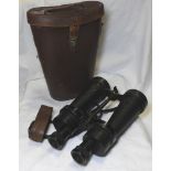 BARR & STROUD 1934-1940 NAVAL BINOCULARS IN LEATHER CASE