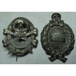 2 GERMAN BADGES TANK CORPS & SKULL & CROSSBONES