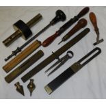 BRASS MORTICE GUAGE & OTHER HAND TOOLS