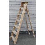 OLD WOODEN DECORATORS STEP LADDER