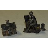 SILVER MINIATURE COTTAGE & CHAIR MAKER FIGURE