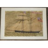 WATERCOLOUR ELIZABETH SCOWN SAILING VESSEL 17'X12'