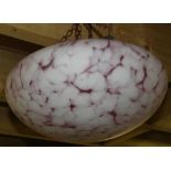 PINK & WHITE GLASS CEILING LIGHT SHADE 15'D