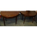 MAHOGANY CIRCULAR DINING TABLE AS 2 SIDE TABLES