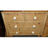 PINE CHEST OF 4 DRAWERS WITH CHINA HANDLES