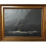 JASON SPENCE OIL ON CANVAS CLIFF SCENE WITH SHIPWRECK