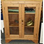 PINE TWIN GLAZED DOOR CABINET