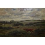 CHARLES H BRANSCOMBE OIL ON CANVAS GUN DOGS IN LANDSCAPE 18'X12'