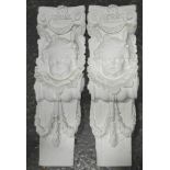 PAIR PLASTER & BOARD CHERUB WALL POCKETS