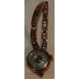 9CT GOLD LADIES WRISTWATCH ON 9CT GOLD EXPANDING STRAP