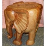 HEAVY WOODEN ELEPHANT CARVED SEAT