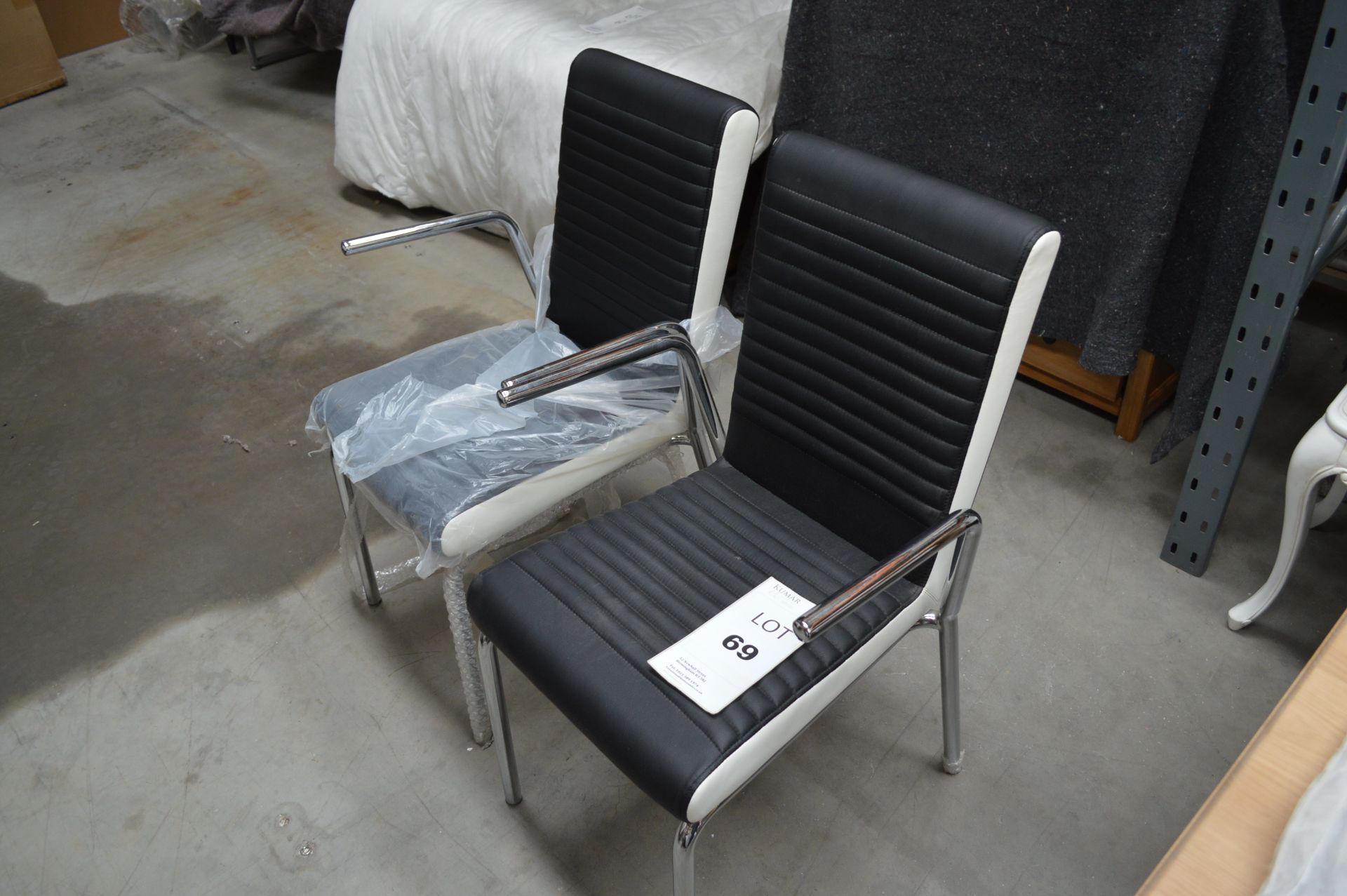 2: Chrome & Black/White Leather Dining Chairs (Please Note: item located in Andover SP11. Collection - Image 3 of 8