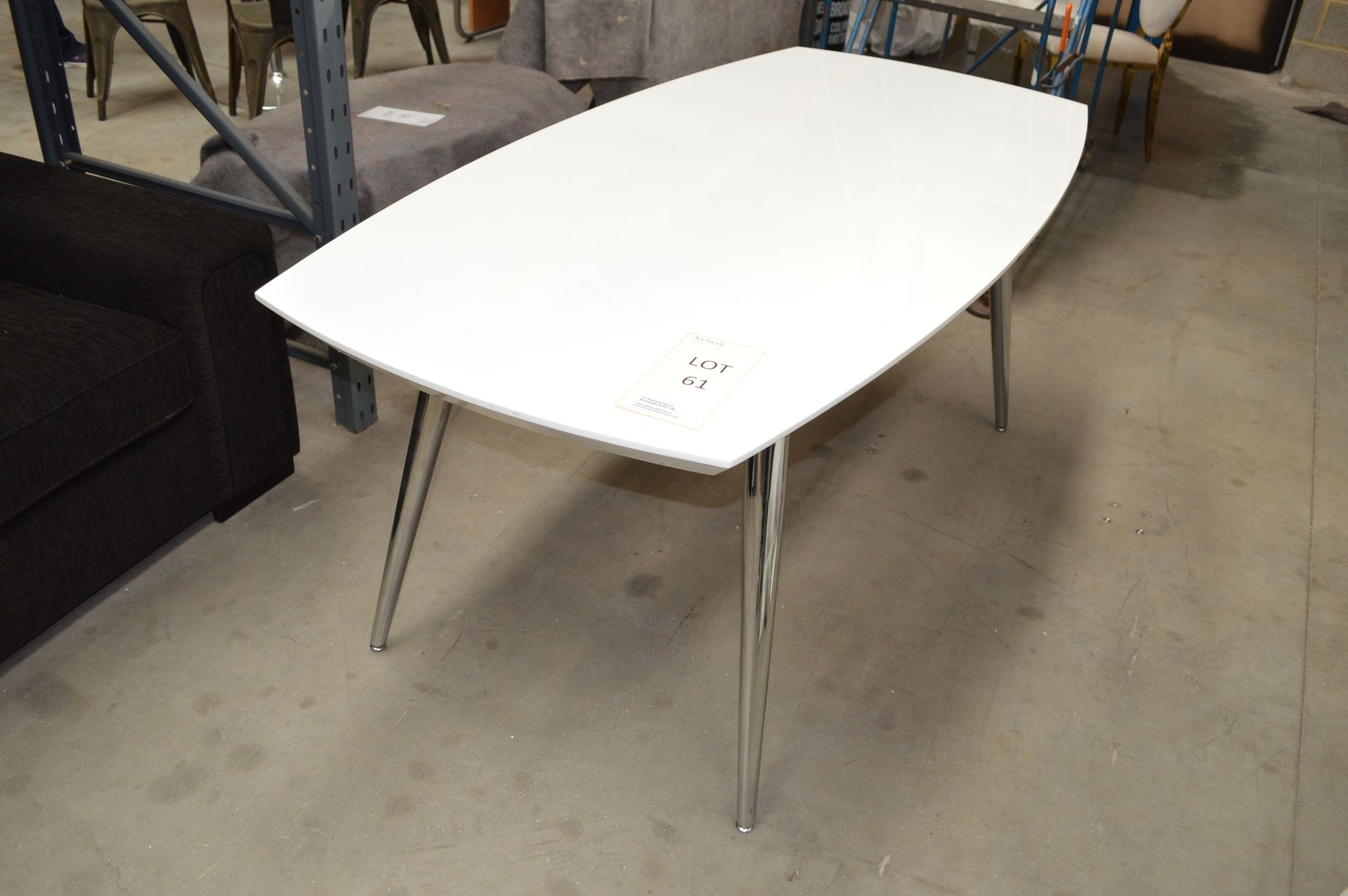 White & Chrome Dining Table Size: 1.8mtrs x 0.9mtrs (Please Note: item located in Andover SP11.