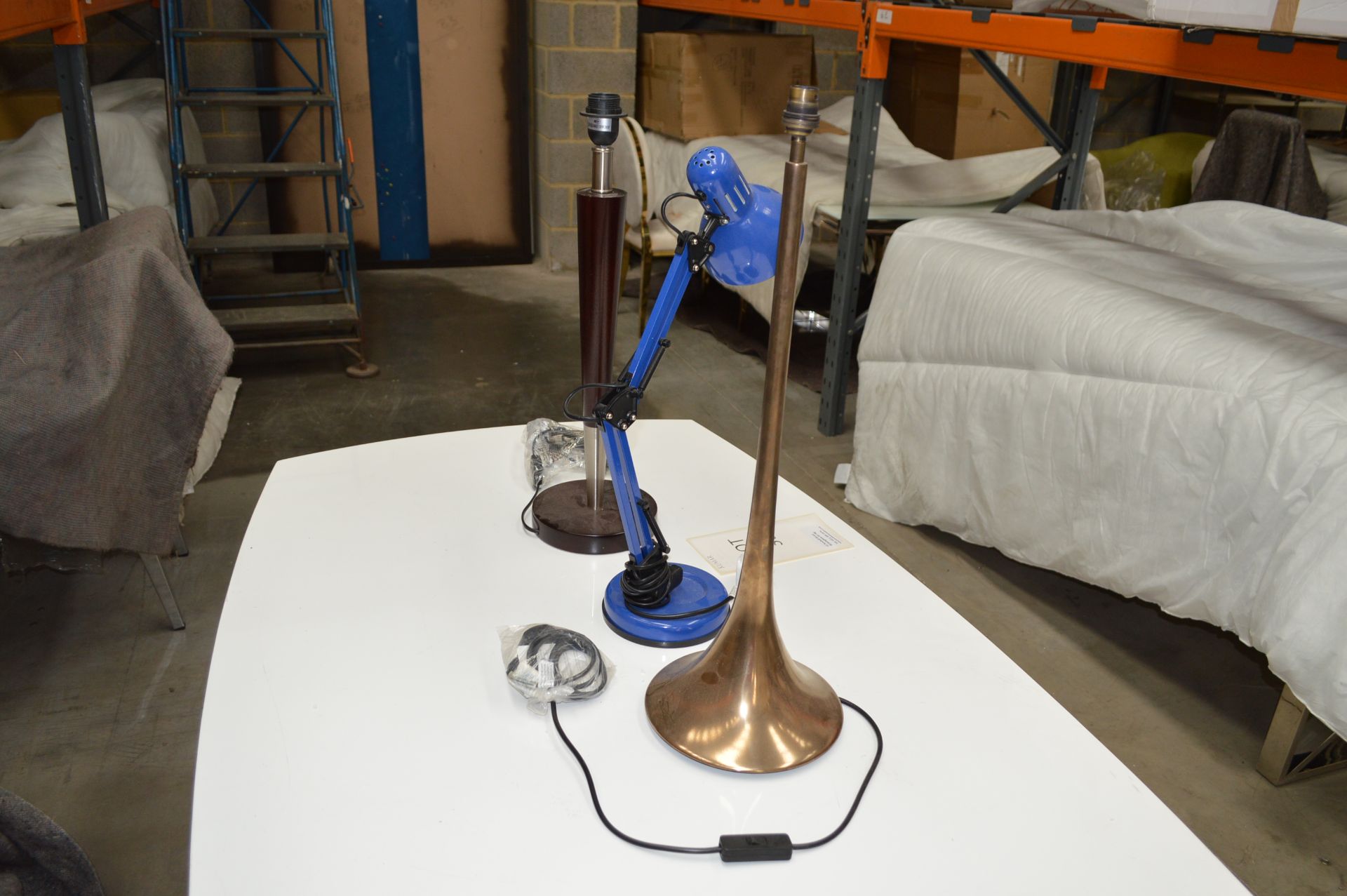 Searchlight Blue Desk Lamp 30-55cm David Hunt Tall Brass Table Lamp 65cm Dark Wood/Chrome Table Lamp - Image 6 of 7