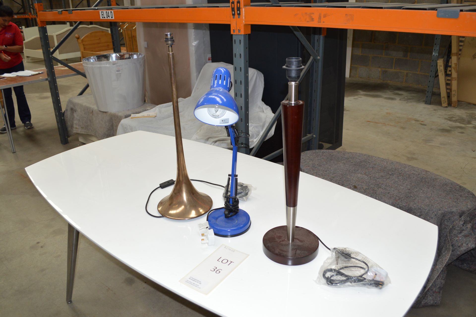 Searchlight Blue Desk Lamp 30-55cm David Hunt Tall Brass Table Lamp 65cm Dark Wood/Chrome Table Lamp - Image 4 of 7