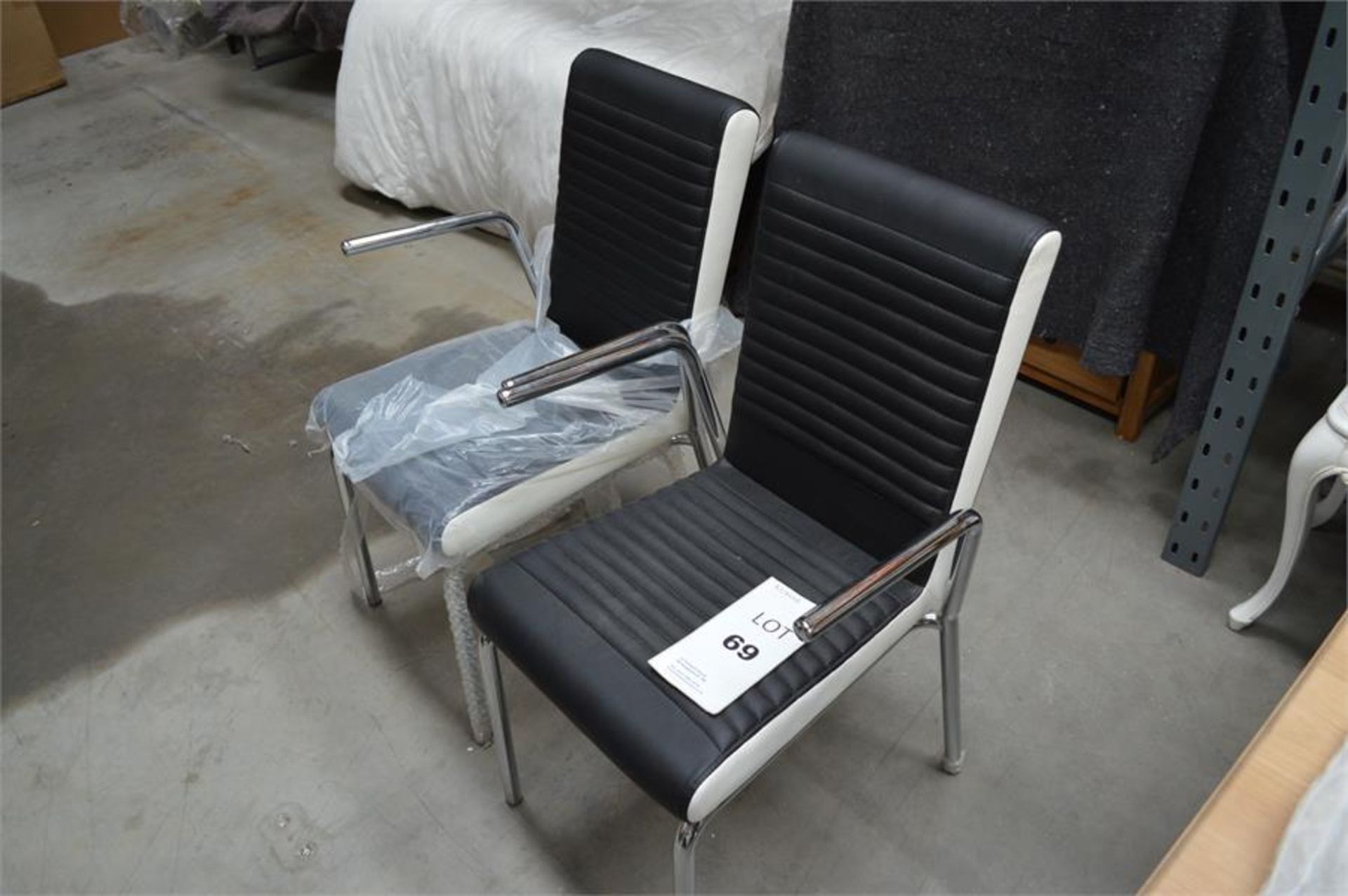 2: Chrome & Black/White Leather Dining Chairs (Please Note: item located in Andover SP11. Collection - Image 2 of 8