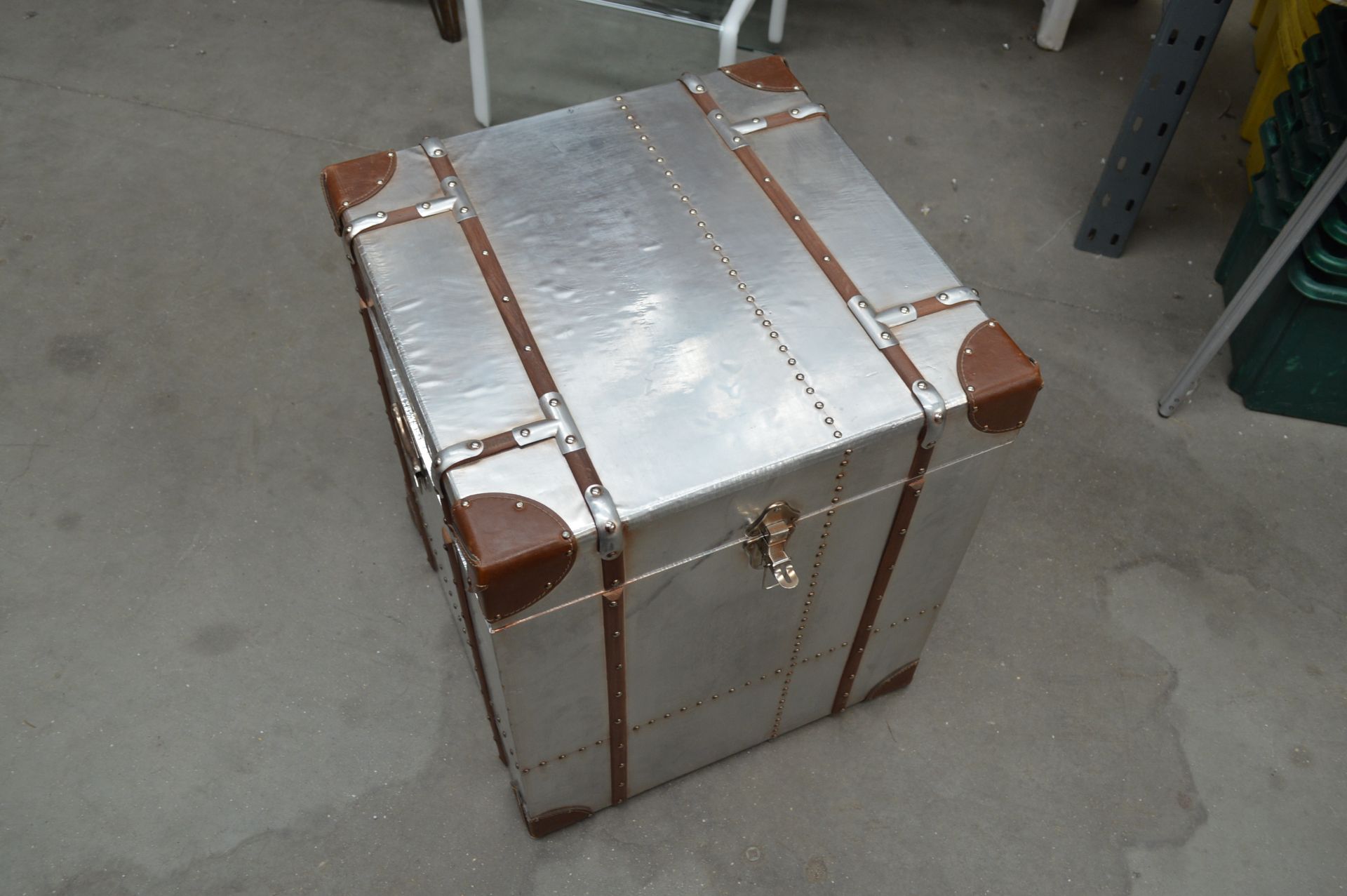 Stainless Steel & Brown Chest Size: 50L x 50W x 62H (Please Note: item located in Andover SP11. - Image 5 of 9