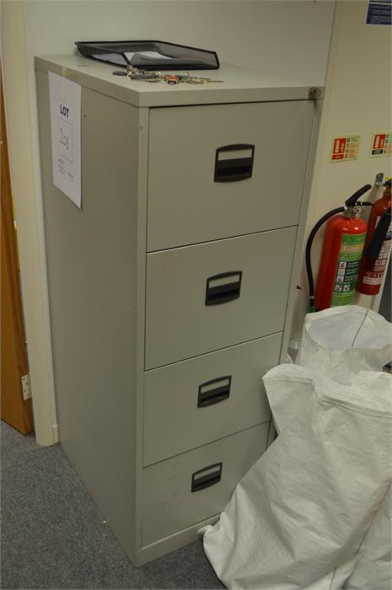 4 Drawer Steel Filing Cabinet with Key (does not include contents) (Please Note: item located in