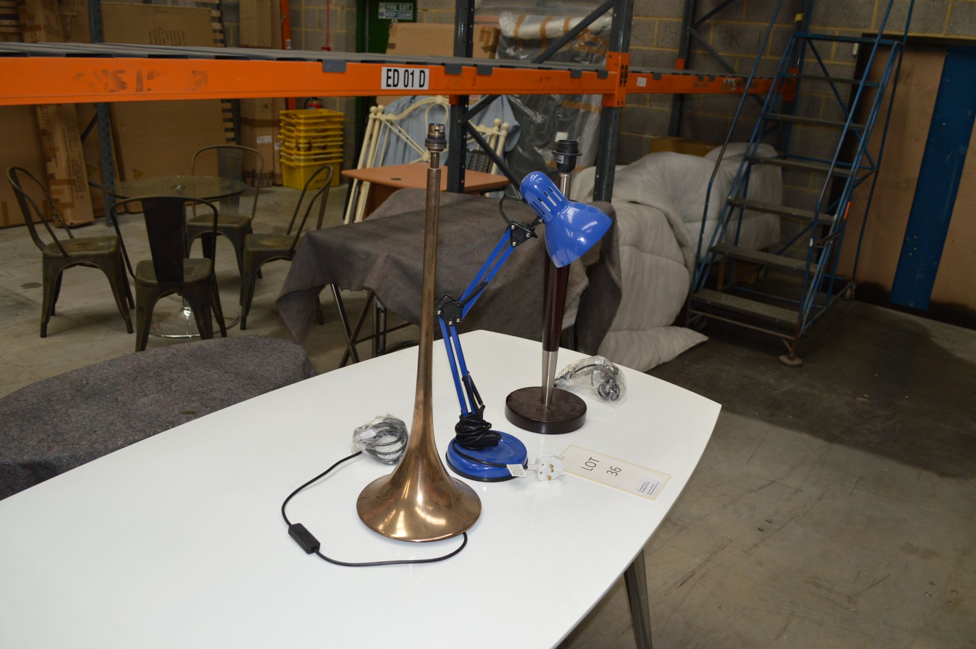Searchlight Blue Desk Lamp 30-55cm David Hunt Tall Brass Table Lamp 65cm Dark Wood/Chrome Table Lamp - Image 7 of 7