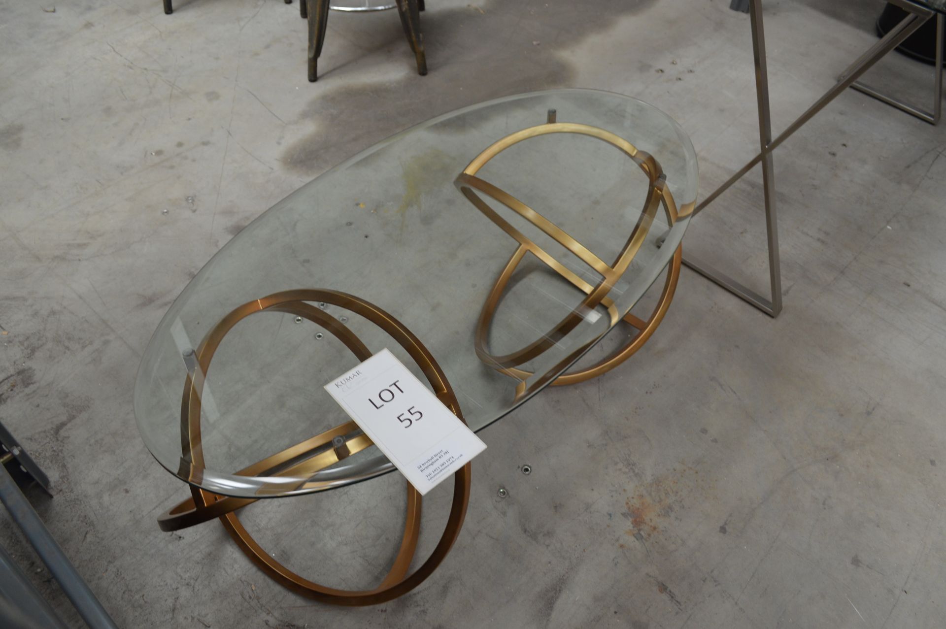 Gold & Glass Oval Coffee Table Size: 120L x 70W x 47H (Please Note: item located in Andover SP11. - Bild 5 aus 6