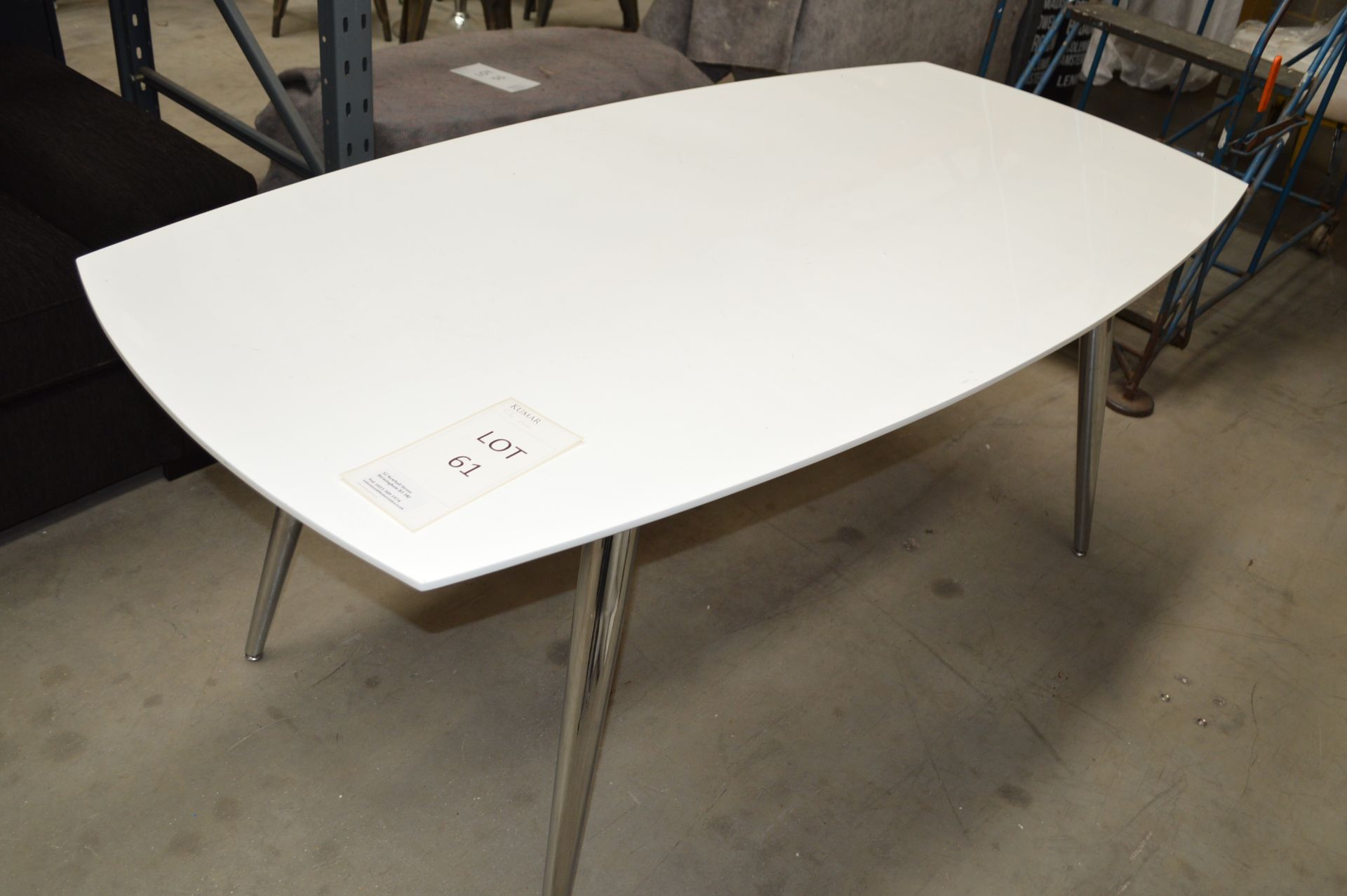 White & Chrome Dining Table Size: 1.8mtrs x 0.9mtrs (Please Note: item located in Andover SP11. - Image 3 of 7