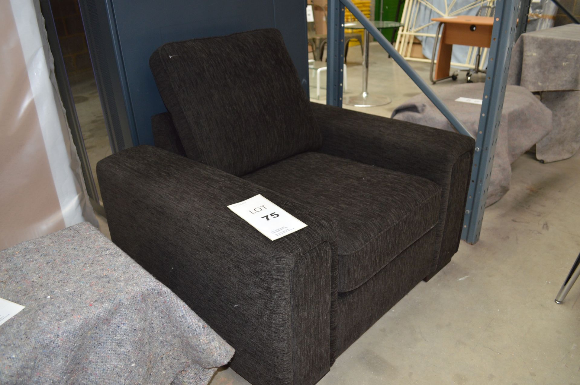 Black Upholstered Chair Size: 90cm x 110cm (Please Note: item located in Andover SP11. Collection by - Image 4 of 4