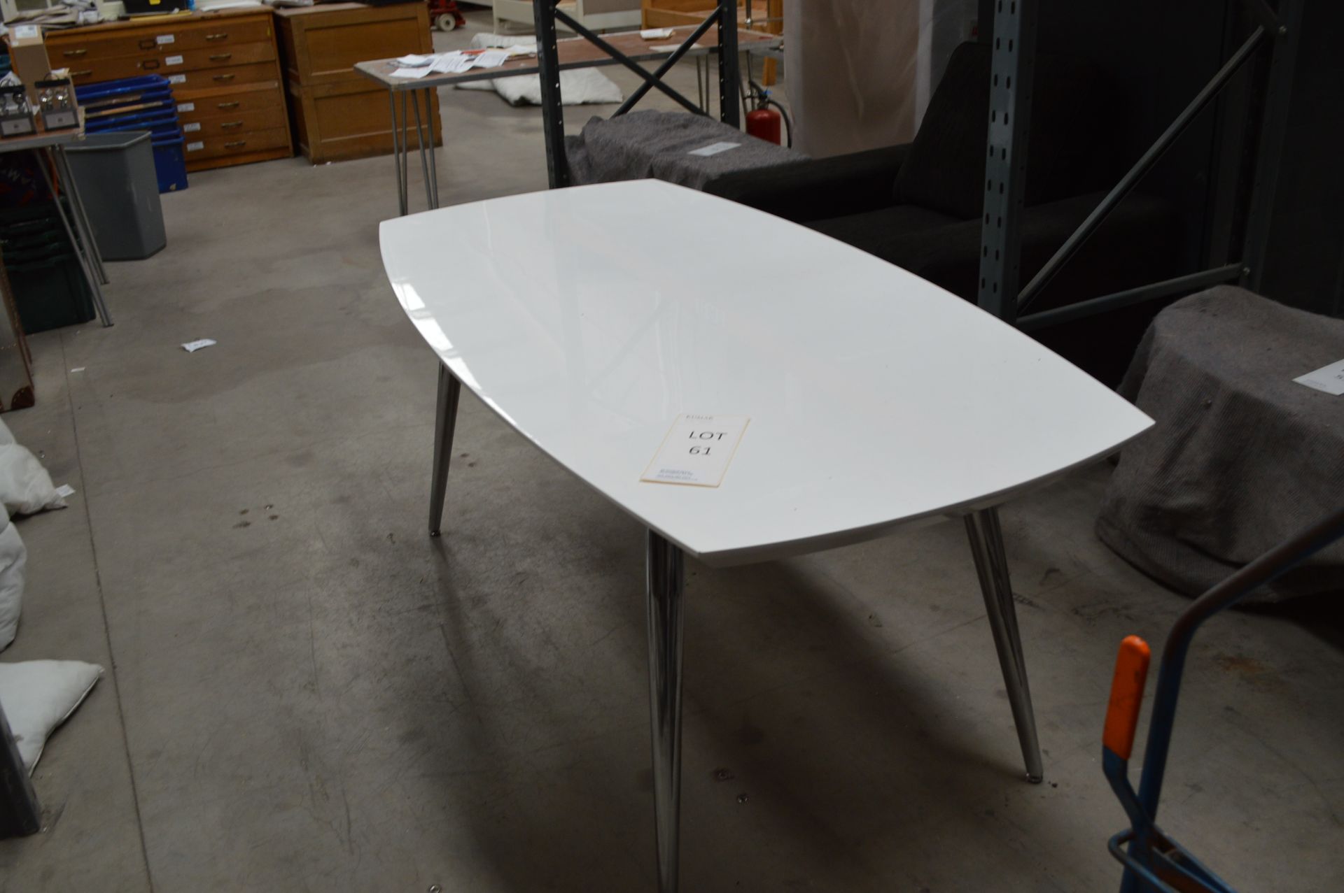 White & Chrome Dining Table Size: 1.8mtrs x 0.9mtrs (Please Note: item located in Andover SP11. - Image 7 of 7